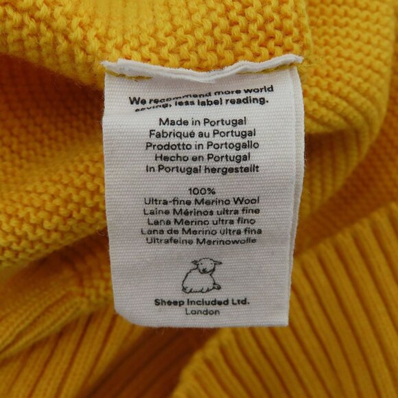 Sheep Inc Women Extra Large Mustard Yellow Knitted Crewneck Merino Wool Sweater - Picture 9 of 12